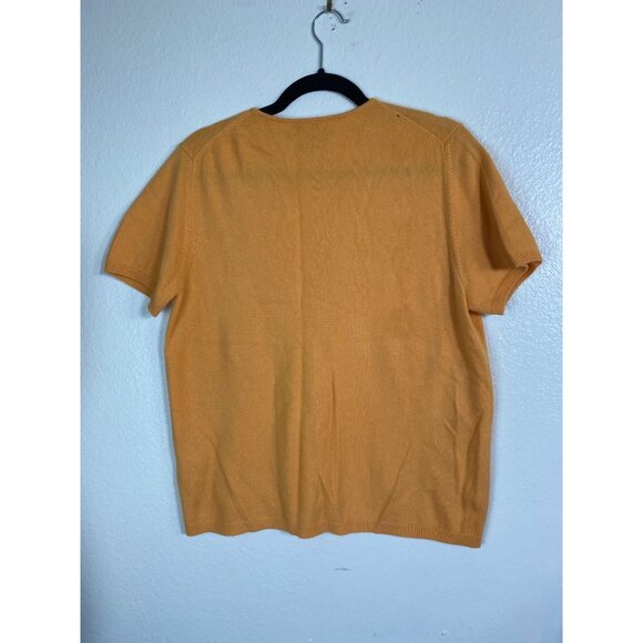Lands End Cashmere Short Sleeve Sweater Top Size Large Orange Soft Cozy - Picture 11 of 14